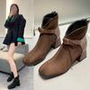 New Style Brand Women's Popular Ankle Boots Autumn New Square Toe Women's Boots Simple and Versatile Thick Heel Women Shoes