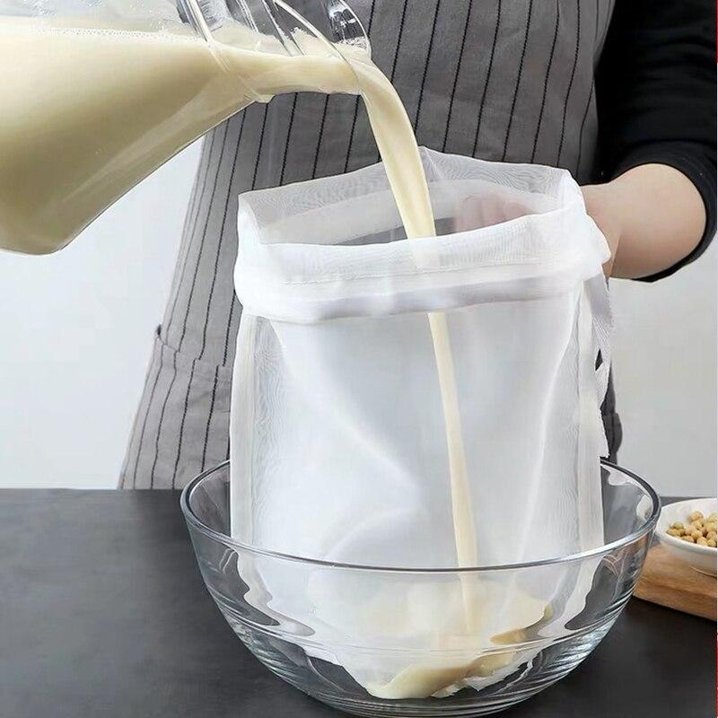Nylon Filter Bags Vegetable Milk Strainer Sieve Drain Tea Filter Net Bag Kitchen Gadgets For Home Food Cheese Cloth Honey Sieve