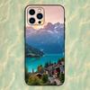 Mountains landscape Travel Phone Case For iPhone 16,15,14,13,12,11 Plus,Pro Max,XS,X,XR,SE,Mini,8,7,Soft Silicone Black Cover