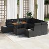 VidaXL 9-Piece Garden Sofa Set with Cushions Black Poly Rattan 3358683