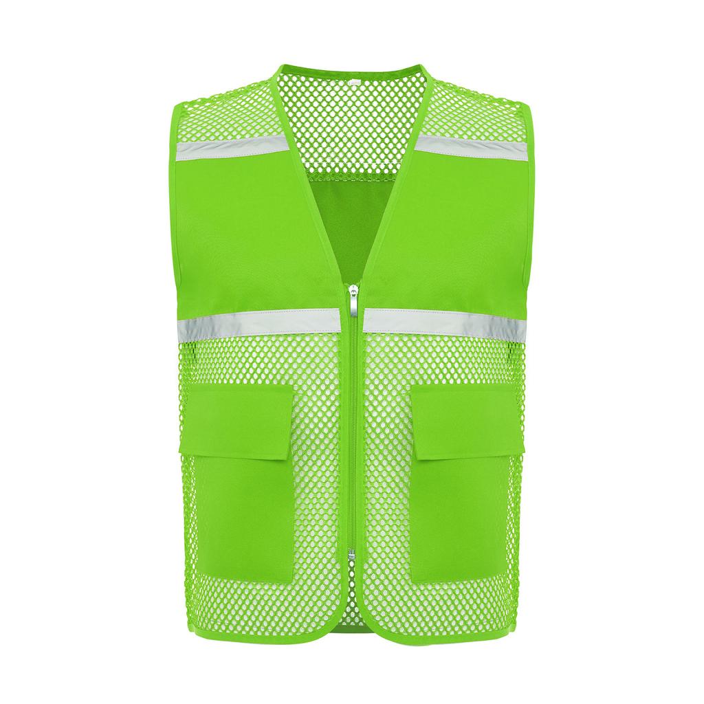 Светоотражающий жилет безопасности для мужчин, Рабочая одежда со светоотражающими элементами, Дышащая сетчатая ткань, на молнии, с карманами, для строительства, для работы в ночное время