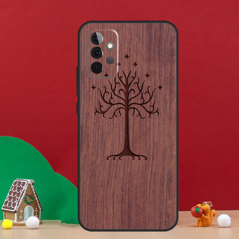 Tree Flower Bamboo Wood Case For Samsung Galaxy A36 A56 A06 A13 A53 A32 A12 A22 A52 A35 A17 A16 A55 A15 A54 A34 A14