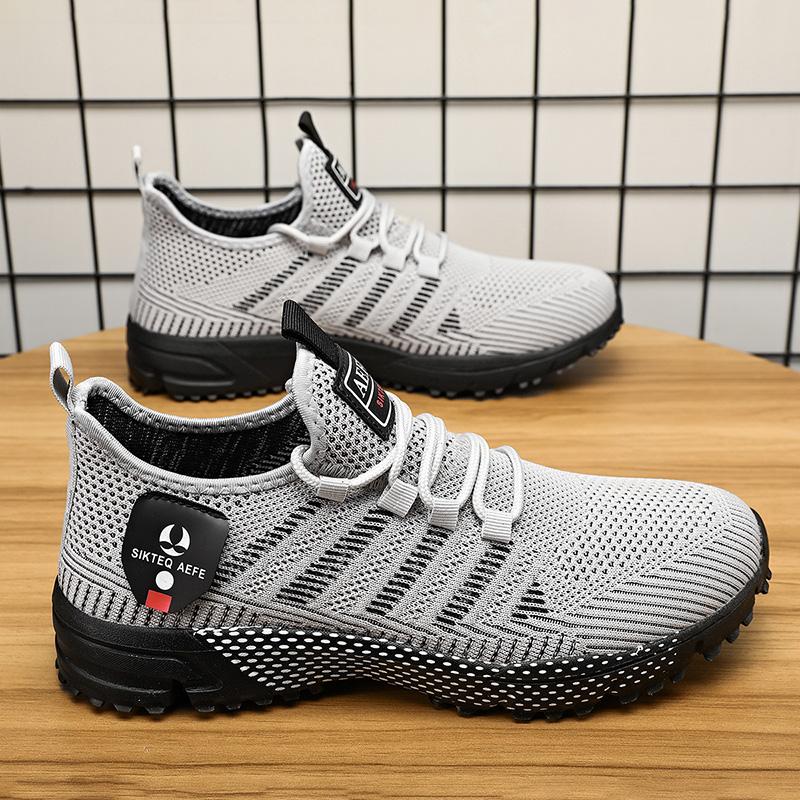 Спортивная обувь Летняя обувь Кроссовки Летающие тканые и дышащие кроссовки Легкая сетка Мужская повседневная обувь Мужская