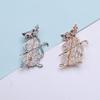 Blucome Cat Playing The Violin Shape Brooches for Women Girls Simulated Zircons Gold Color Jewelry Pins