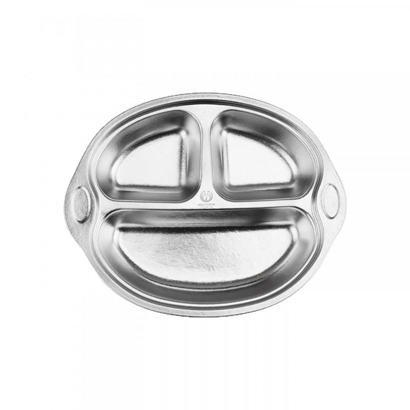 Pure Titanium Kids Dinner Plate Double Layer Heat Resistant Anti Bacterial Food Grade Cartoon Design Toddler Meals