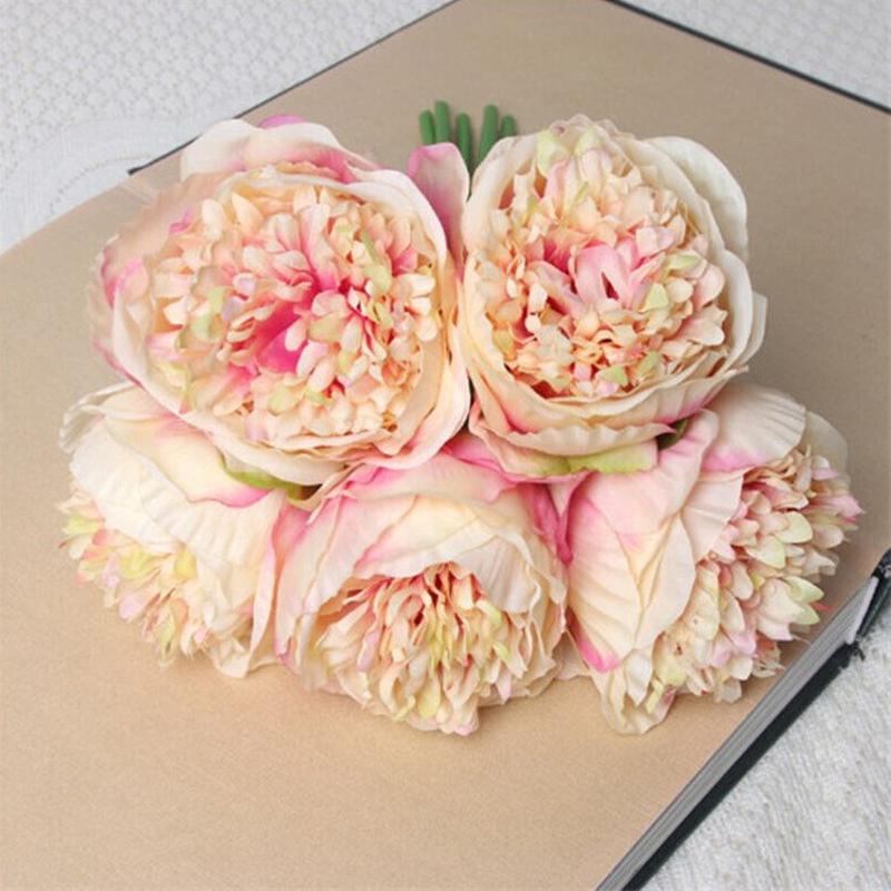 5 Head Big Peony Artifcial Silk Fake Flower Home Display Wedding Decor Bouquet
