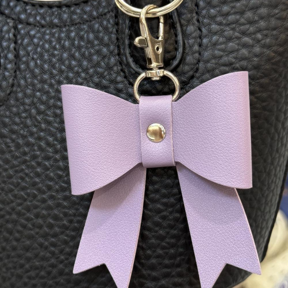 Trendy Pu Key Chain Luxury Bag Pendant Creative Bowknot Leather Keyring  Backpack Decor