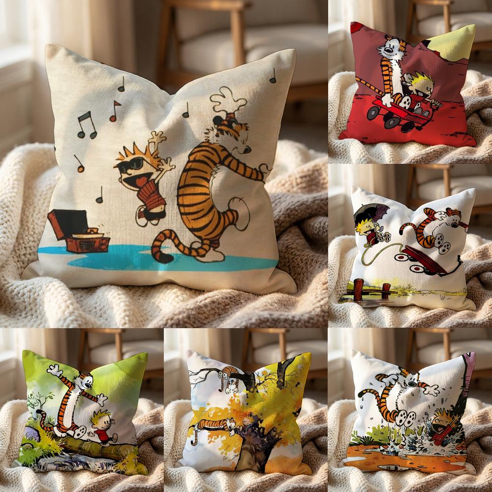 Чехол на подушку C-Calvin and H-Hobbes, универсальный чехол для дома и автомобиля - Двусторонний, мягкий и прочный для повседневного использования