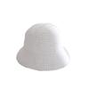 Women Summer Solid Color Woven Straw Bucket Sun Hat Foldable Wide Brim Hollow Breathable Sunscreen Beach Hat