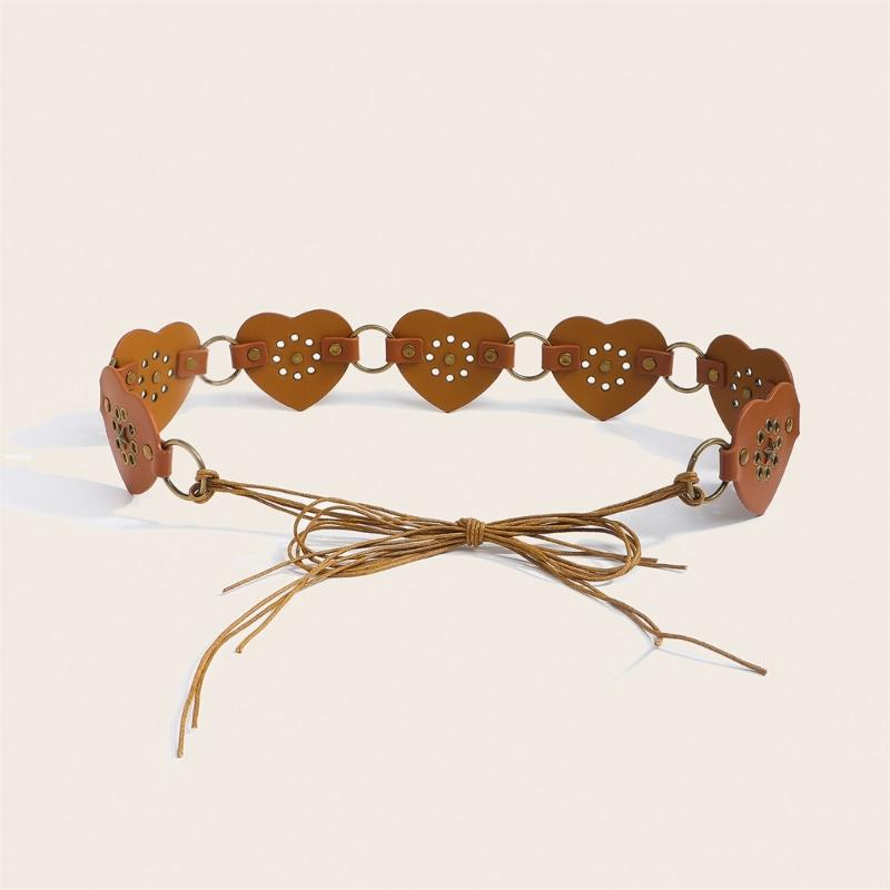 Trendy PU Leather Sash Waist Belt With Alloyed Clasp And Heart Design Perfect For Casual Outfits