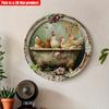 2D Flat 20*20cm1pc Chicken Patterned Pot Design Decorative Wall Art Ornament, Vintage Round Basin with Floral Pattern Decoration for Farmhouse, Club