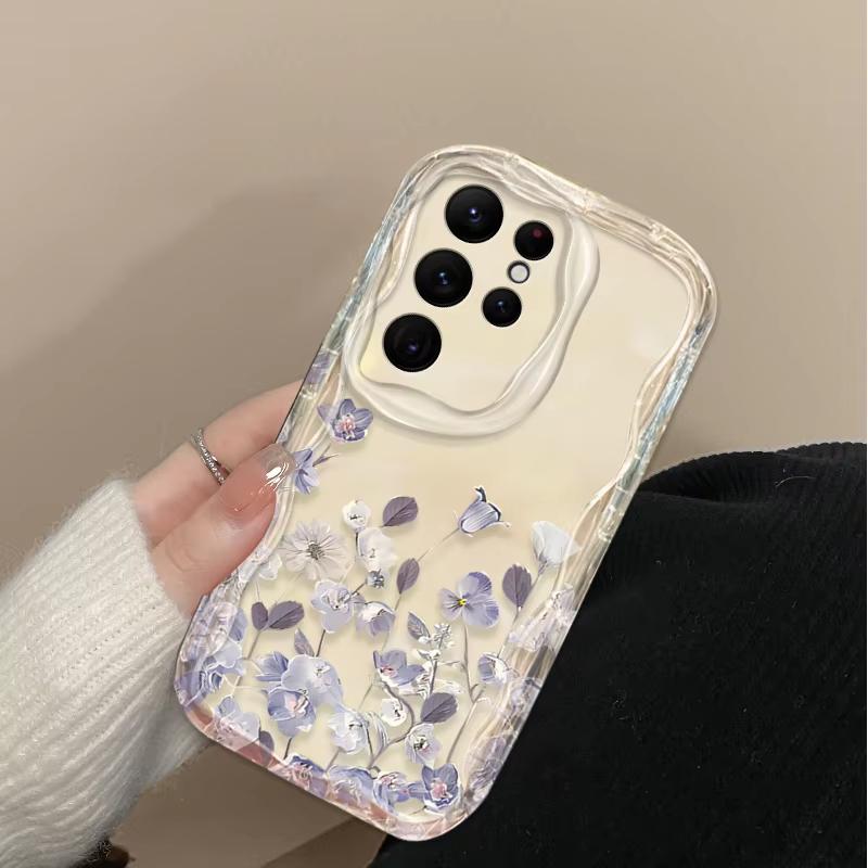 Роскошный Чехол с Цветочной Волной на Весь Экран Для Samsung Galaxy S25 S24 Ultra S23 S22 S21 S20 Plus FE A56 A16 A15 A34 A35 A55 A54