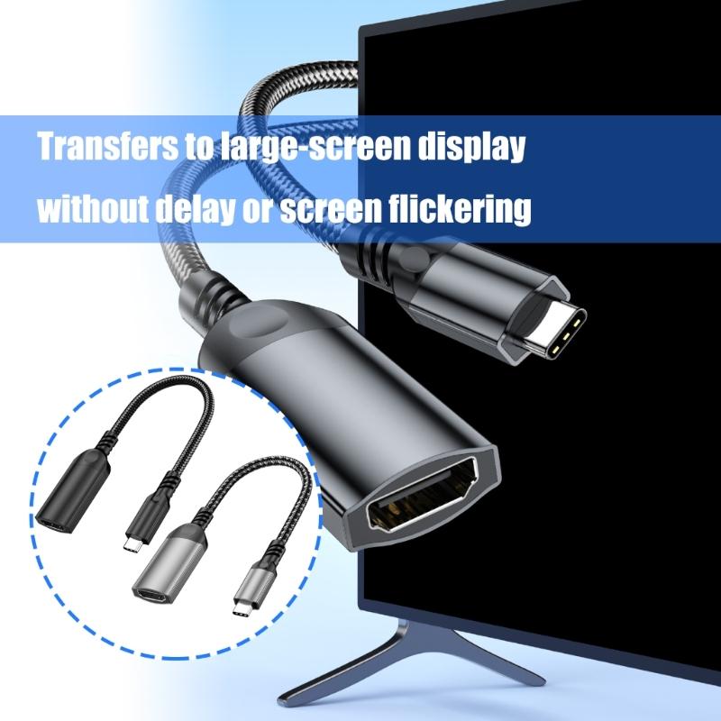 Type C To HDTV-compatible Converter Cable 4096x2160 60Hz/30hz 4K Output For USB C Laptops And Displays