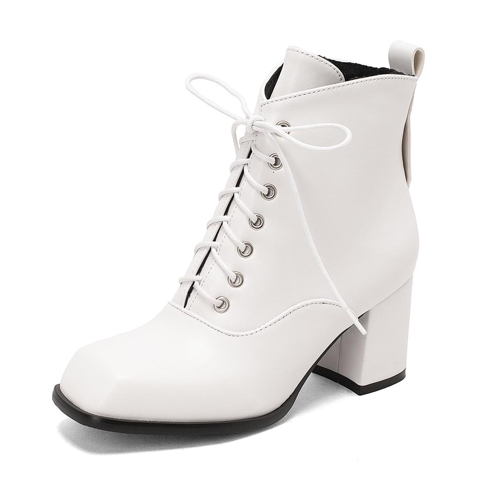 Мода 2025 Осень Зима Модная Платформа Женские Ботильоны На Шнуровке Женские Ботинки Женская Обувь Женские Zapatos de Mujer Белый Абрикосовый Gra