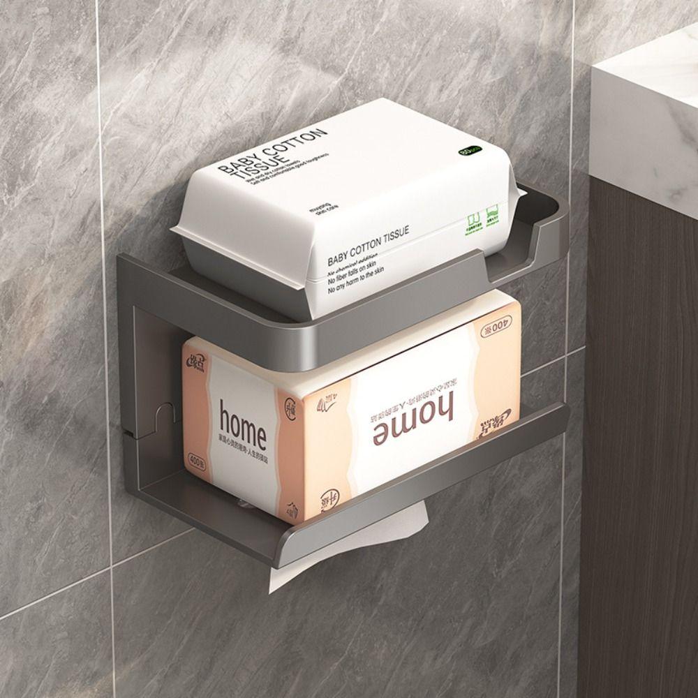 Punch-free Toilet Paper Holder Multifunctional Tissue Hanger Durable Storage Rack  Household