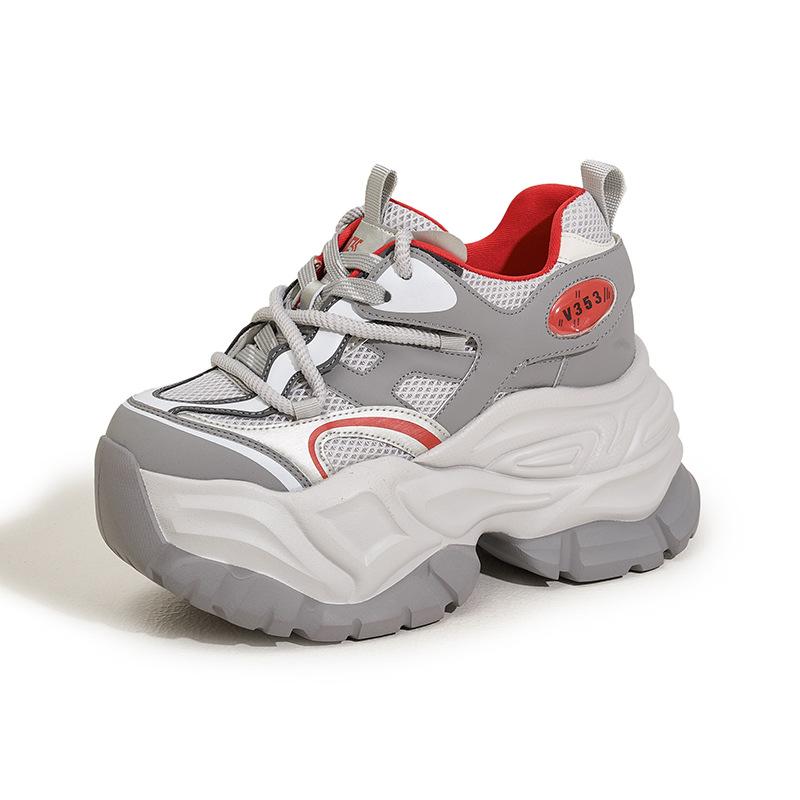 Женские кроссовки на толстой подошве в стиле 'dad shoes', новые модели весна 2025, для невысоких, увеличивающие рост, универсальные сетчатые повседневные