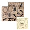 1 набор штампов ручной работы с 16 деревянными резиновыми штампами для самостоятельного изготовления декоративных штампов в виде гор, рек, лесов, зданий