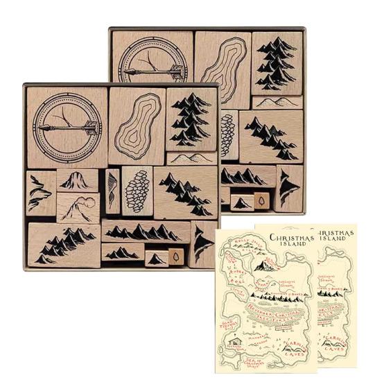 1 набор штампов ручной работы с 16 деревянными резиновыми штампами для самостоятельного изготовления декоративных штампов в виде гор, рек, лесов, зданий