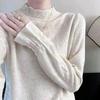 French Romantic Ruffled Collar Inner Lace Base Layer Unique Jacquard Long Sleeve Knitwear Loose Hollow-out Top