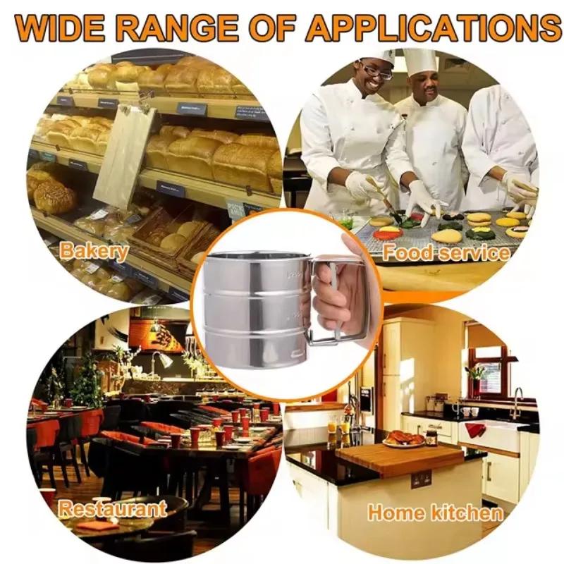 Кухонное сито для муки, ручное полуавтоматическое сито для сахара, шейкер для порошка, ручка, мерный стакан, инструмент для изготовления выпечки, кухонные инструменты