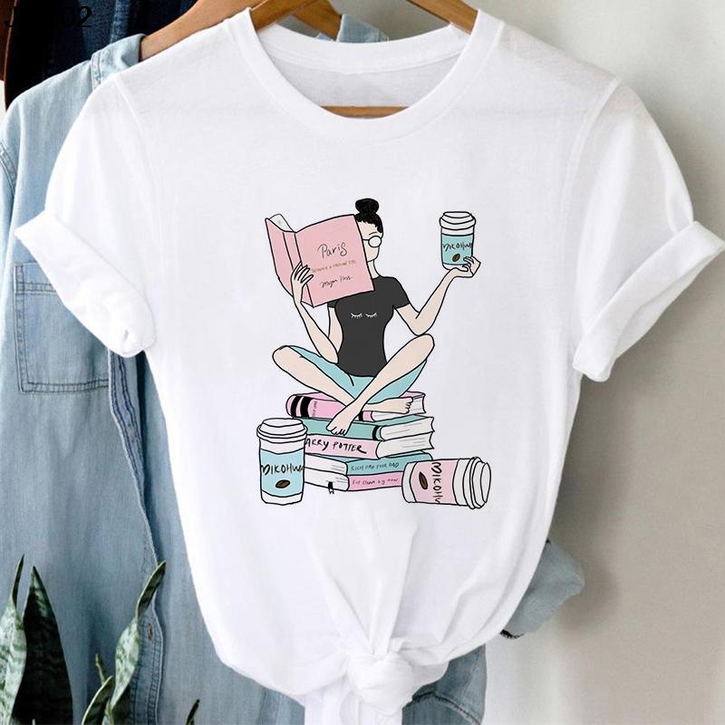 New Harajuku Women's Coffee Sweet Girl Printed Female T Shirt Cartoon Short Sleeve Summer Ladies T-shirt Tops Tee Tshirt Clothes