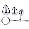 Removable Anal Butt Plug with Adjustable Penis Ring Metal Sexy Detachable Anal Plug Steel Single Double Ball Adult Toys for Men