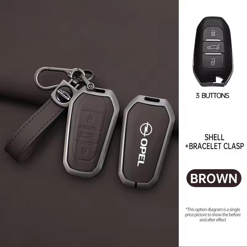 Zinc Alloy Leather Car Remote Key Cover Case Shell For Opel Mokka Corsa Astra Combo Grandland Insignia Frontera Accessories