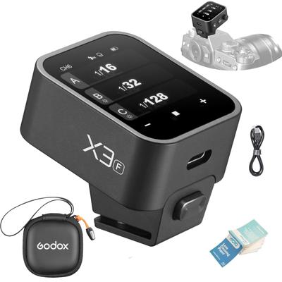 Беспроводной триггер вспышки GODOX TTL X3F Передатчик Высокоскоростная синхронизация OLED Сенсорный экран Перезаряжаемый беспроводной шлепанец Совместимость с беспроводной системой GHz X