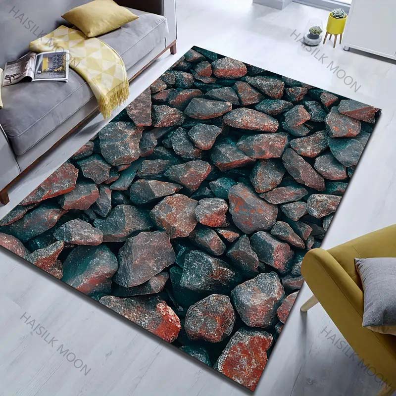 1 шт. Ковер с принтом каменных блоков для спальни, гостиной, прикроватный, под диван, напольный коврик, современный домашний декор, ковер, большой размер