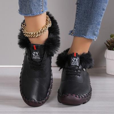 Зима 2024, новая модная теплая хлопковая обувь большого размера на платформе, повседневная обувь на плоской подошве, Zapatos Para Mujeres Tênis, сшитая вручную