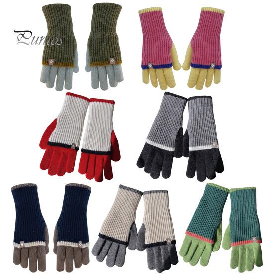 1 пара женских зимних перчаток, утолщенные, цветные, вязаные, с пятью пальцами, для сенсорного экрана, унисекс, противоскользящие, для холодной погоды, для вождения, гольфа, катания на лыжах и коньках