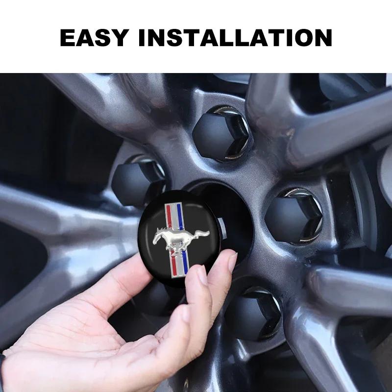 New 2026 Car Sticker For Ford 4Pcs Car styling 56mm Car Tyre Wheel Center Hub Cap Badge sticker For Ford Mustang FIESTA Focus Sh