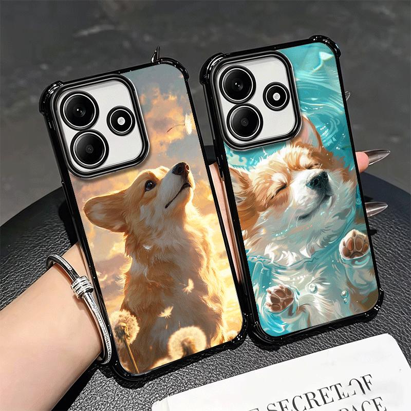 Corgi Dog Cute Plating Phone Case For Xiaomi Redmi Note 14 15 Pro Plus 13 12 11 11S 11T 10 9S 9 5G Anti-Fall Airabag Cover