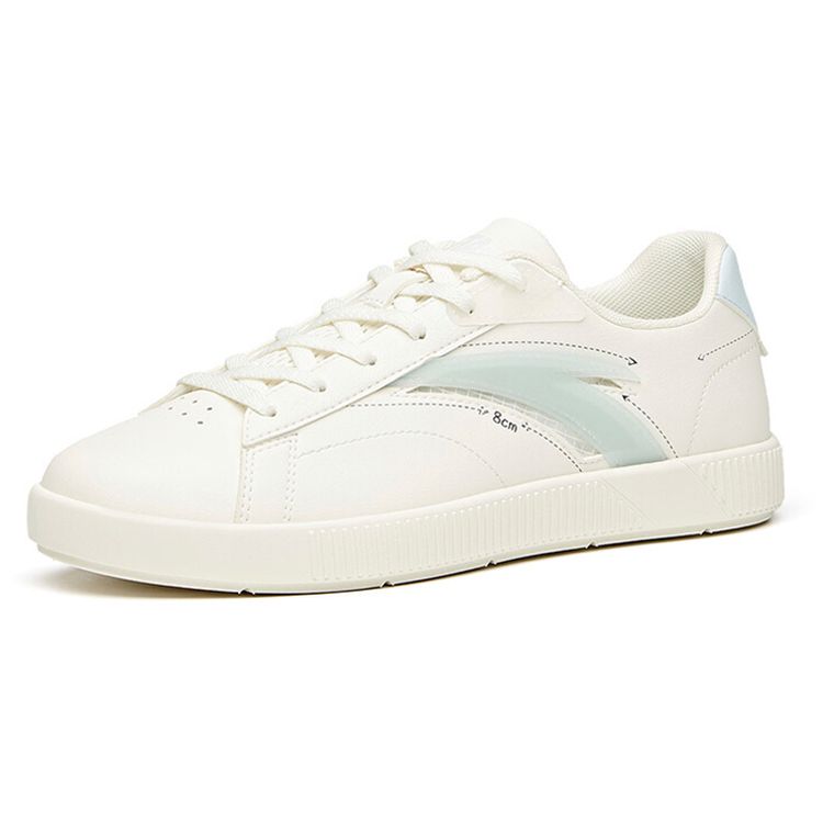 Anta Lifestyle Series Synthetic Leather Casual Non-Slip Lightweight Durable Low-Top Skate Shoes Women Sneaker White Blue 122128062-4