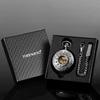 TREEWETO Retro Mechanical Pocket Watch Half Hunter Silver Case with Roman Numeral Box Men's