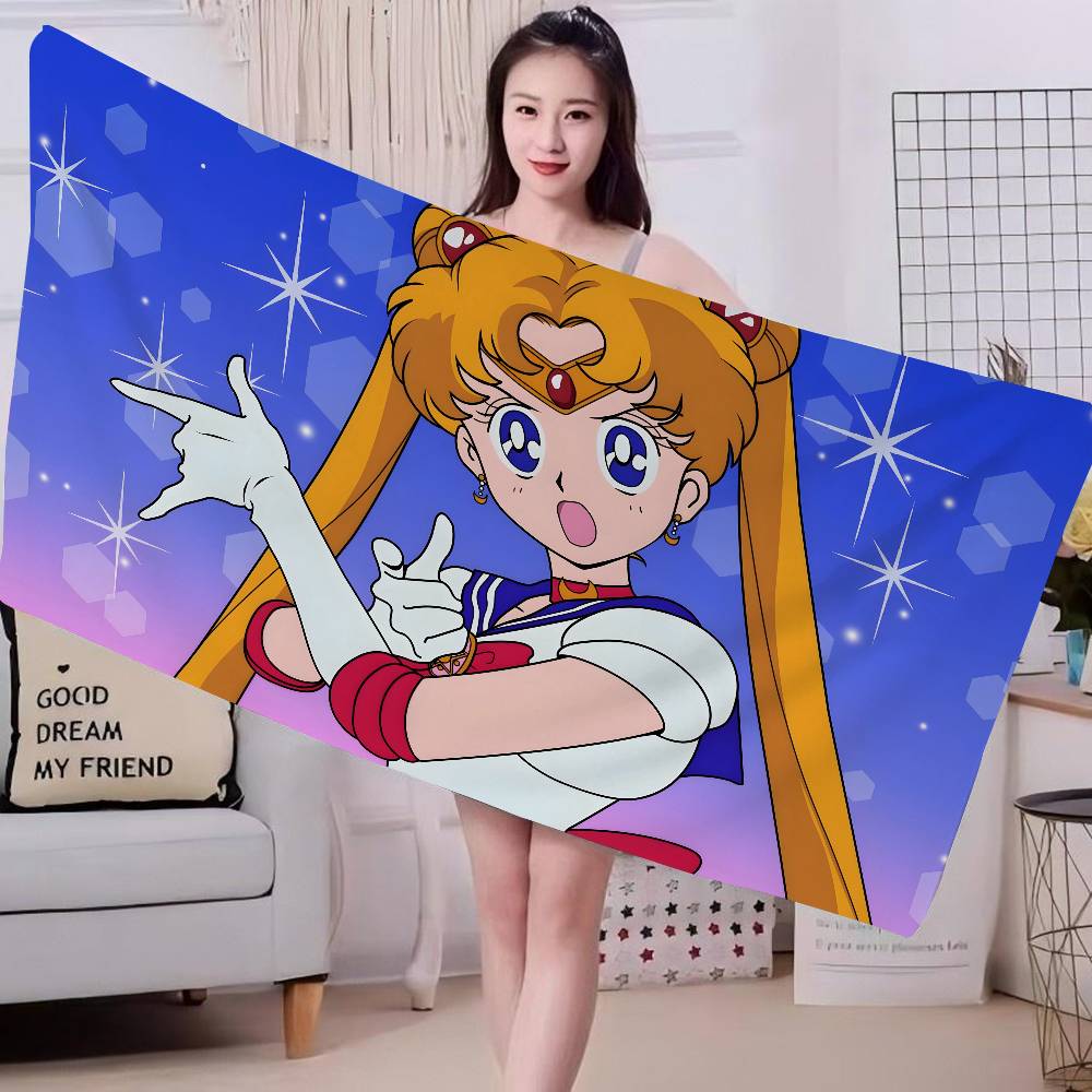 S-Sailor M-Moon Микрофибровое одеяло Быстросохнущие пляжные полотенца Большой размер Печать Супервпитывающее полотенце-одеяло для бассейна