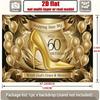 2D Блестящий Черно-Золотой Фон для 60-летия с Туфлей на Шпильке и Конфетти Фотофон