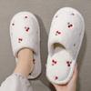 Home Cotton Slippers Winter Cute Embroidered Cherry Indoor Household Plush Warm Bedroom Fluffy Slippers