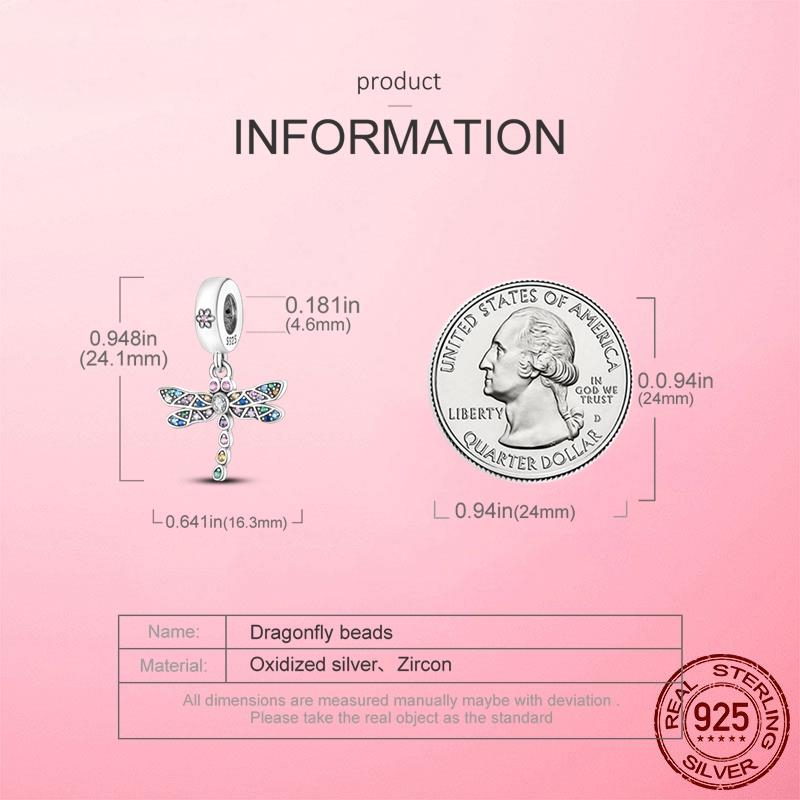 Подвески-шармы «Стрекоза» подходят для браслета, ожерелья, серебра 925 пробы, бабочки с фианитами, оригинальные бусины, подвески, изготовление ювелирных изделий своими руками