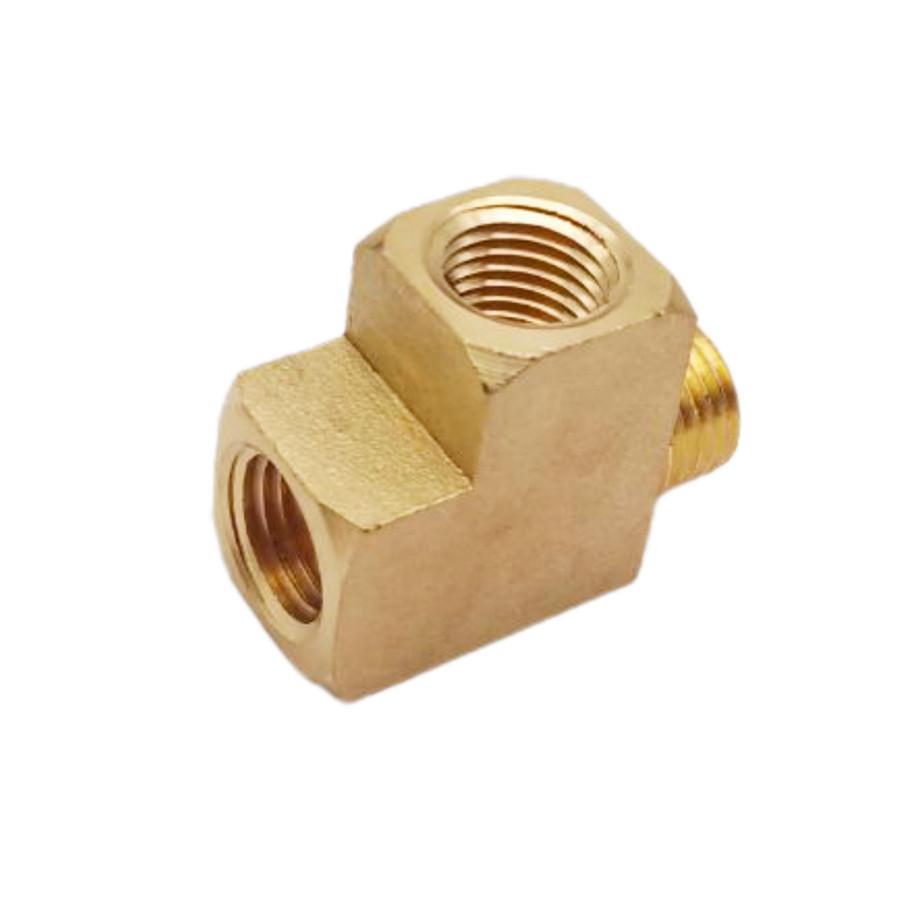 2× Автомобильный латунный уличный тройник 1/4" NPT наружная резьба X 1/4" NPT две внутренние резьбы воздух топливо