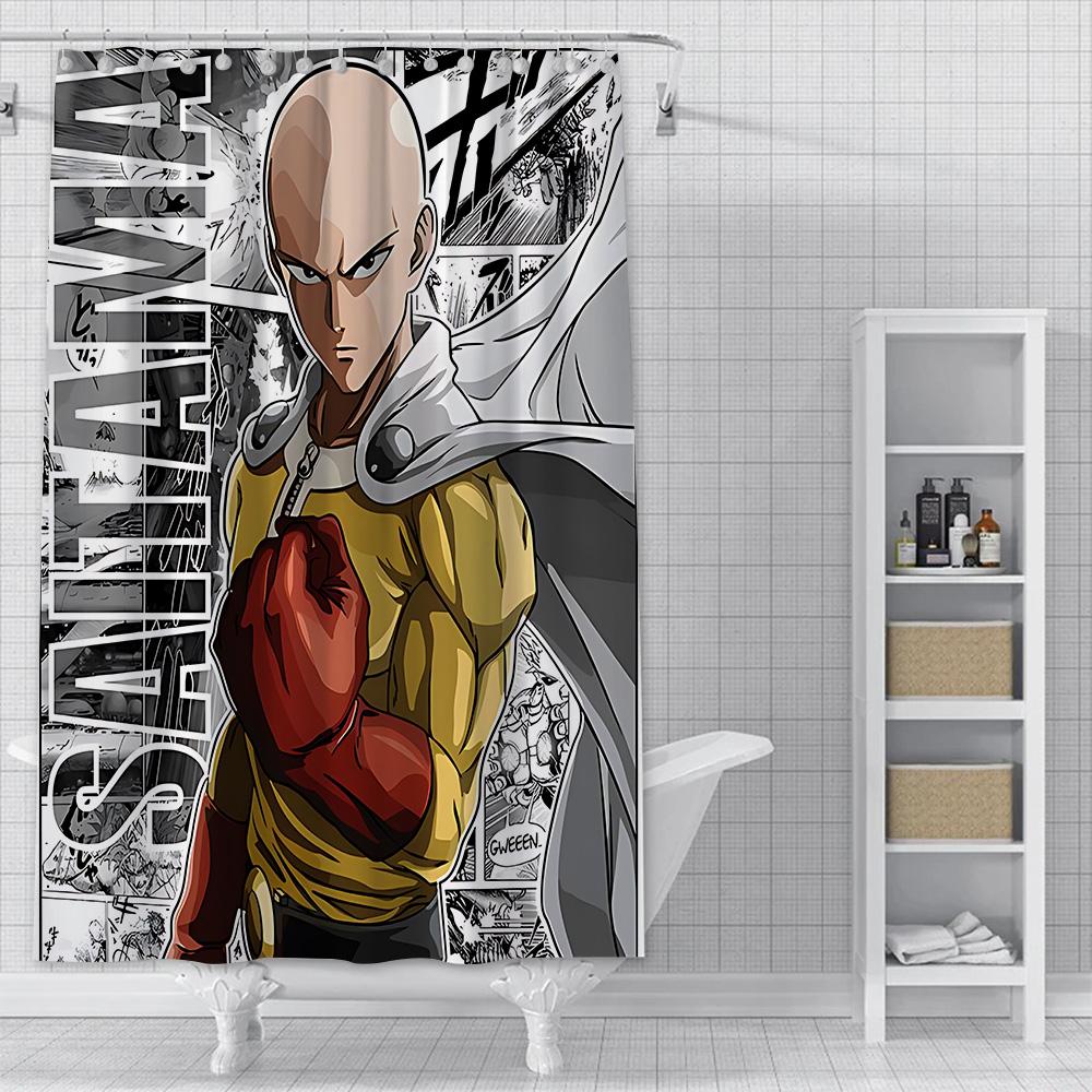 Шторка для душа One Punch Man Водонепроницаемая Полиэстеровая Ткань Красочная Ванная Комната Декор Занавеска С Крючками