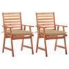 Day and Night - Day and Night Garden Dining Chairs 2 Units Solid Acacia Wood and Cushions