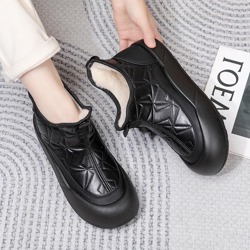 2025 Winter New Cotton Shoes Women's Velvet Thickened Non-slip Snow Boots One-pedal Casual Warm Cotton Boots