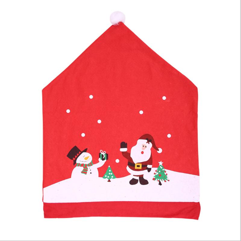 2022 Рождественский чехол на стул, классический чехол для обеденного стула с принтом Санта-Клауса и снеговика с помпоном, товары для новогодней вечеринки, Рождество 60x50 см