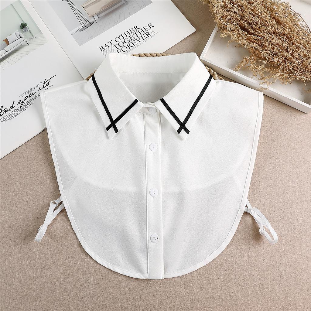 Classic Fake Collar Blouse Women Detachable Shirt Collar Chiffon False Collar Woman Lapel Blouse Top Tie for Women Decor