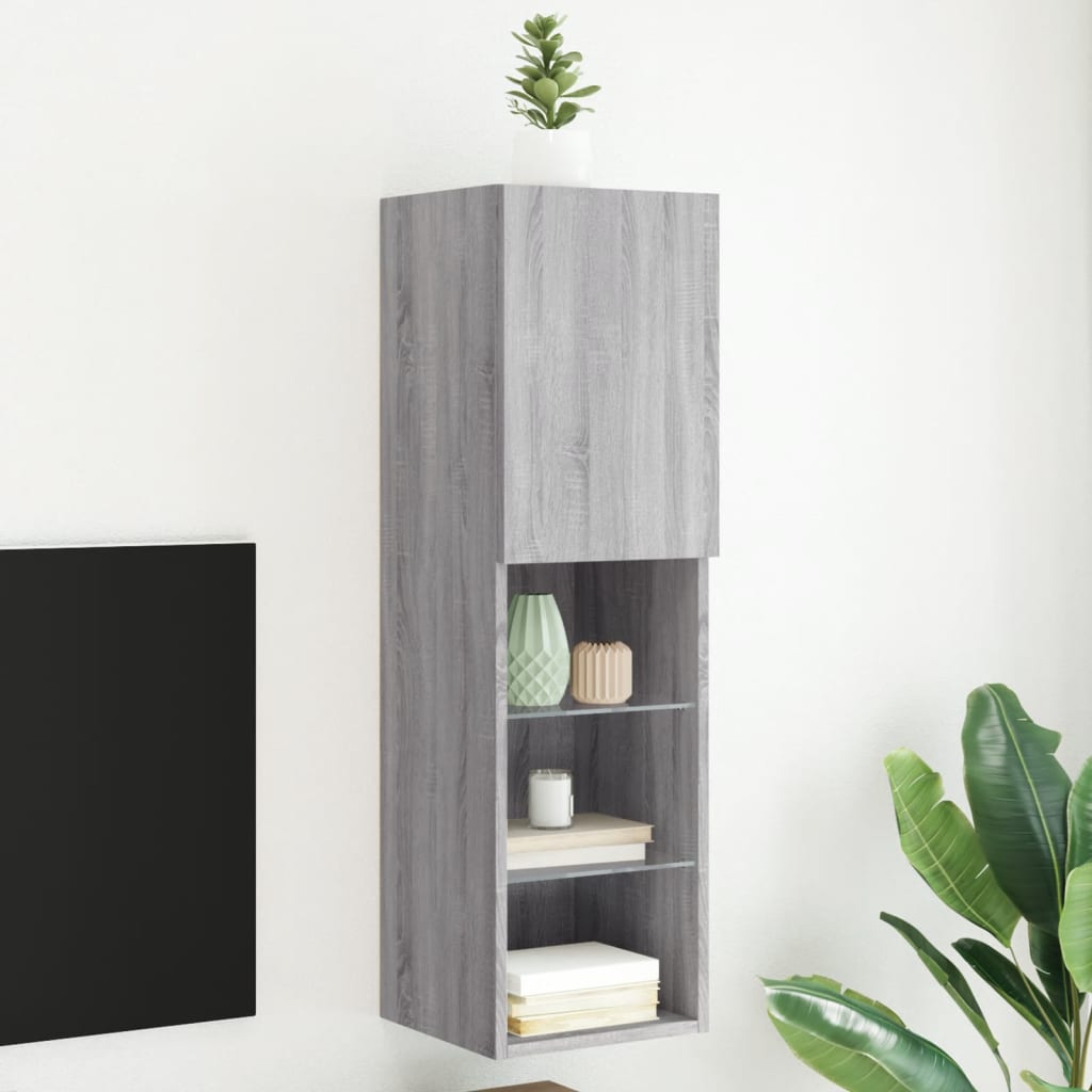 TV Cabinet with LED Lights Gray Sonoma 30.5 x 30 x 102 cm