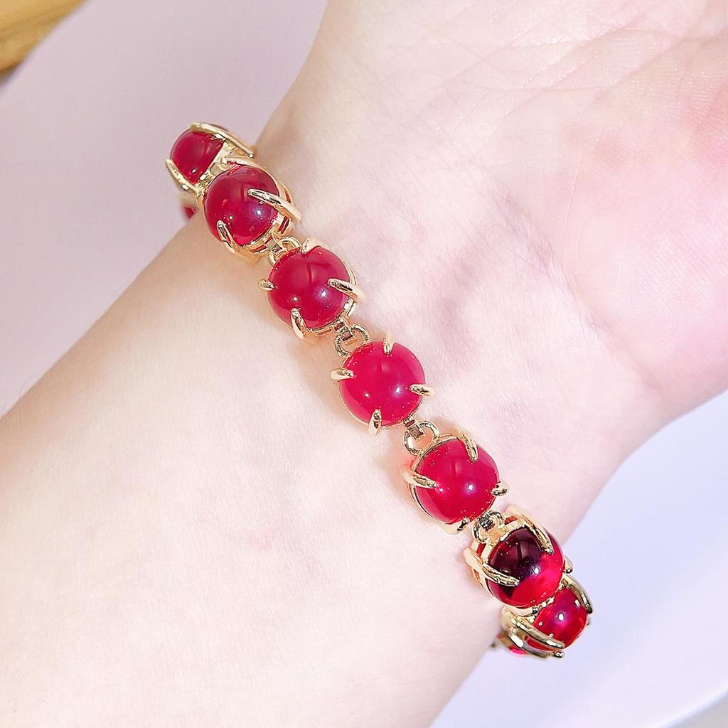 CMM Bohemian Retro Ethnic Emerald Color Ruby Color Zirconia Tennis Bracelet Women's Party Hand Jewelry Accessories