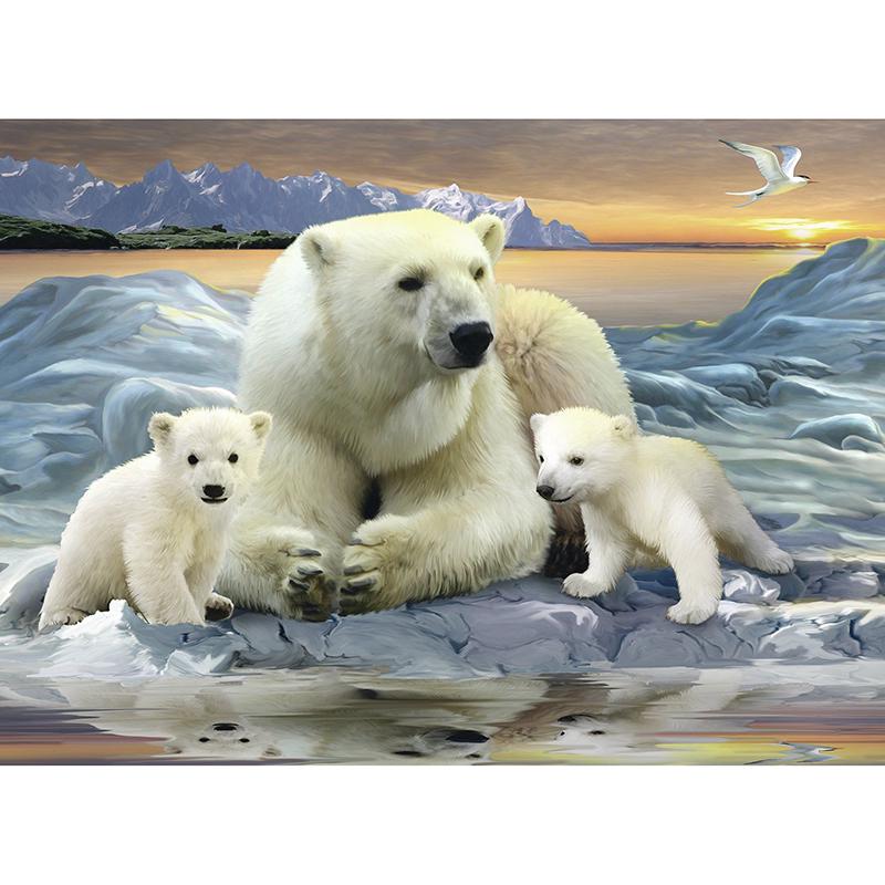 5D DIY Diamond Painting Full Round Drill Diamond Embroidery Animal Polar Bear Picture Mosaic Rhinestone Home Decoration