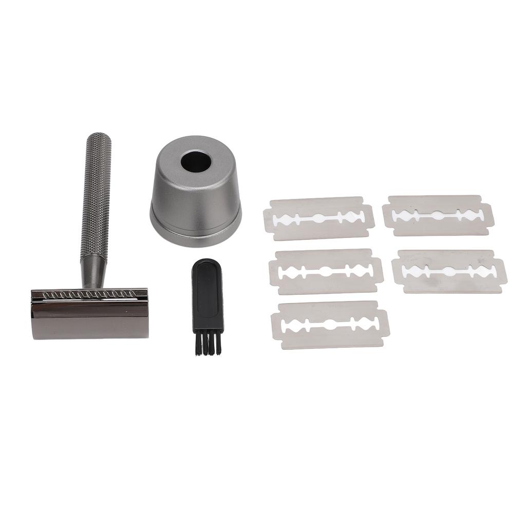 Набор для бритья Double Edge с подставкой для лезвий Precision Grooming Metal Non Slip Handle Retro Manual Shavin