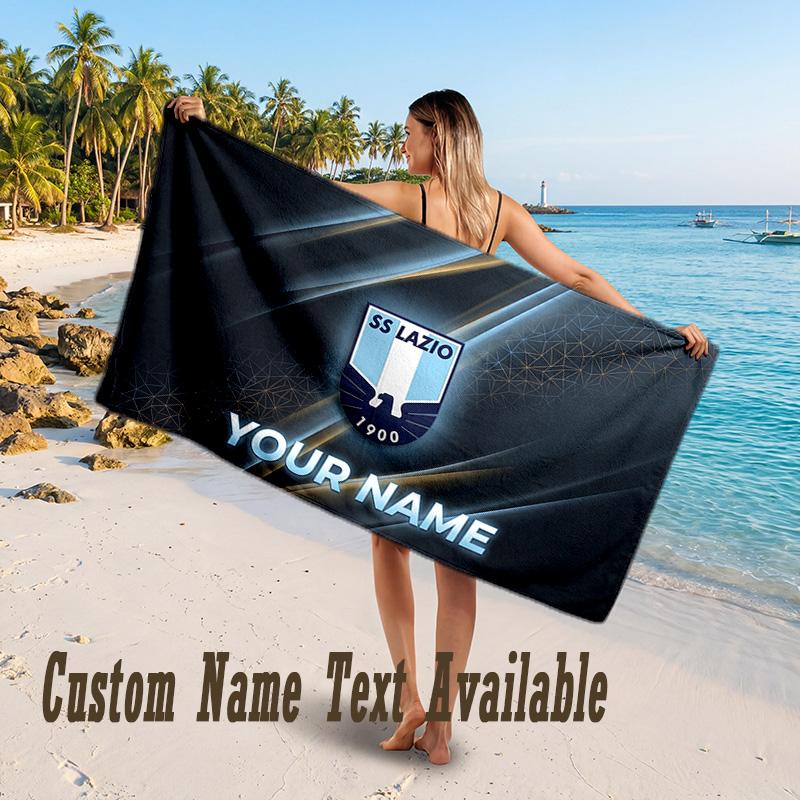 Lazio FC Design Beach Towel Custom Text Large Towel for Beach Vacation